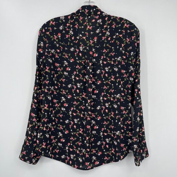 Express The Portofino Shirt Women's XS Floral Polyester Long Roll Tab Sleeves - Picture 2 of 8